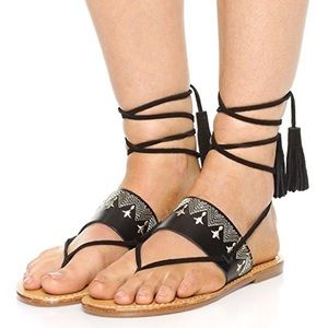Soludos Embroidered Flat Lace Up Sandals 🖤